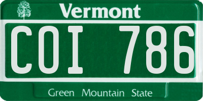 VT license plate COI786