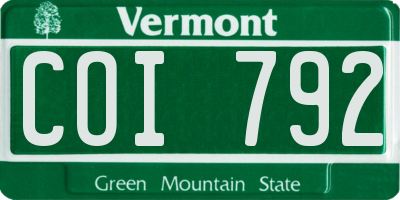 VT license plate COI792