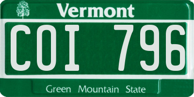 VT license plate COI796