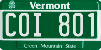 VT license plate COI801
