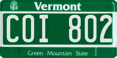 VT license plate COI802