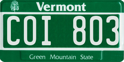 VT license plate COI803