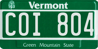 VT license plate COI804