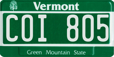 VT license plate COI805
