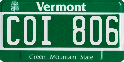 VT license plate COI806