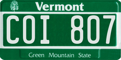 VT license plate COI807