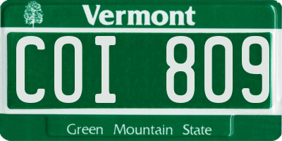 VT license plate COI809