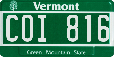 VT license plate COI816