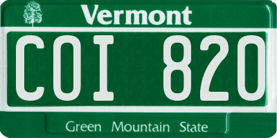 VT license plate COI820