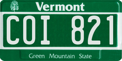VT license plate COI821