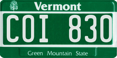 VT license plate COI830