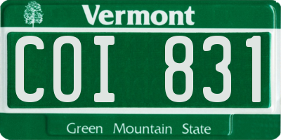 VT license plate COI831