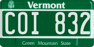 VT license plate COI832