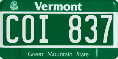 VT license plate COI837