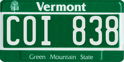VT license plate COI838
