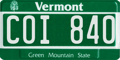 VT license plate COI840