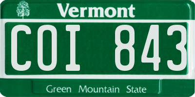 VT license plate COI843