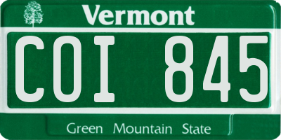 VT license plate COI845