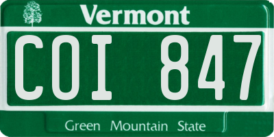 VT license plate COI847
