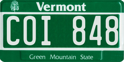 VT license plate COI848