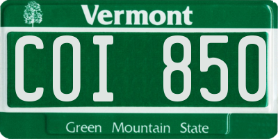 VT license plate COI850