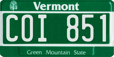 VT license plate COI851