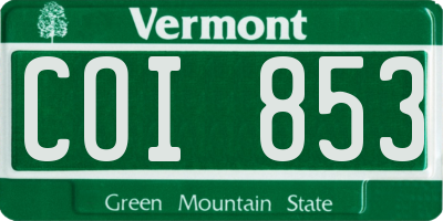 VT license plate COI853