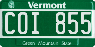VT license plate COI855