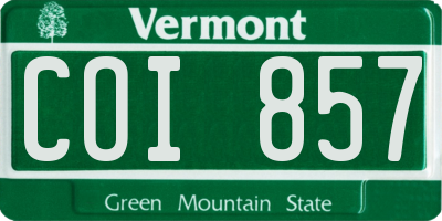 VT license plate COI857