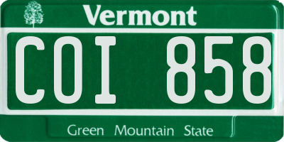VT license plate COI858