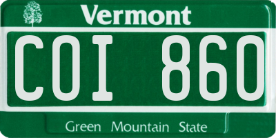 VT license plate COI860
