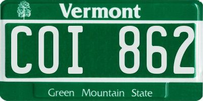 VT license plate COI862