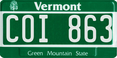 VT license plate COI863