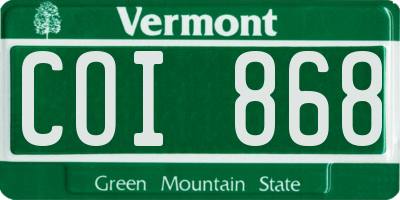 VT license plate COI868