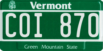 VT license plate COI870