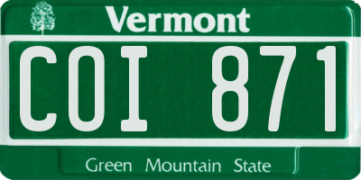 VT license plate COI871