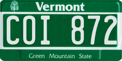 VT license plate COI872
