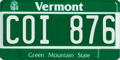 VT license plate COI876