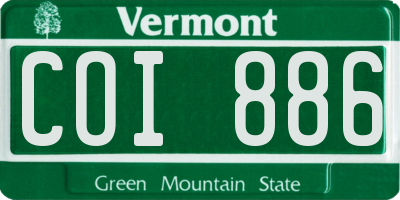 VT license plate COI886