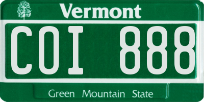 VT license plate COI888