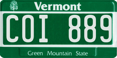 VT license plate COI889