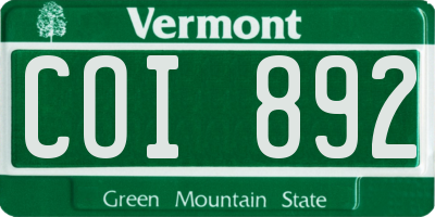 VT license plate COI892