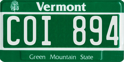 VT license plate COI894