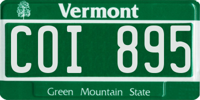 VT license plate COI895