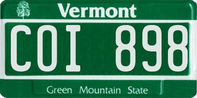 VT license plate COI898
