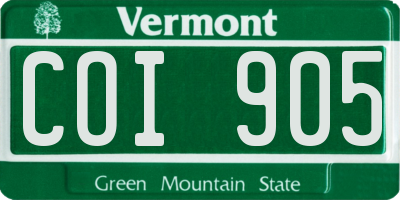 VT license plate COI905