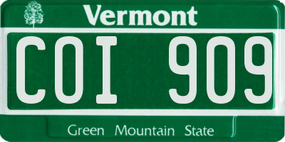 VT license plate COI909