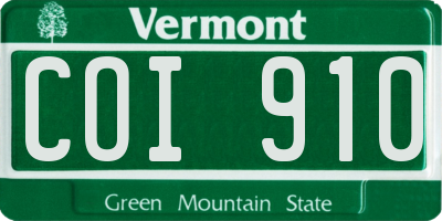 VT license plate COI910