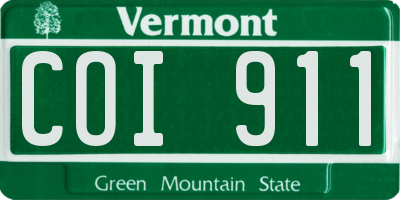 VT license plate COI911