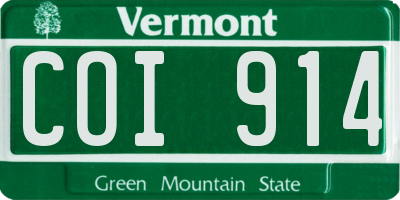 VT license plate COI914